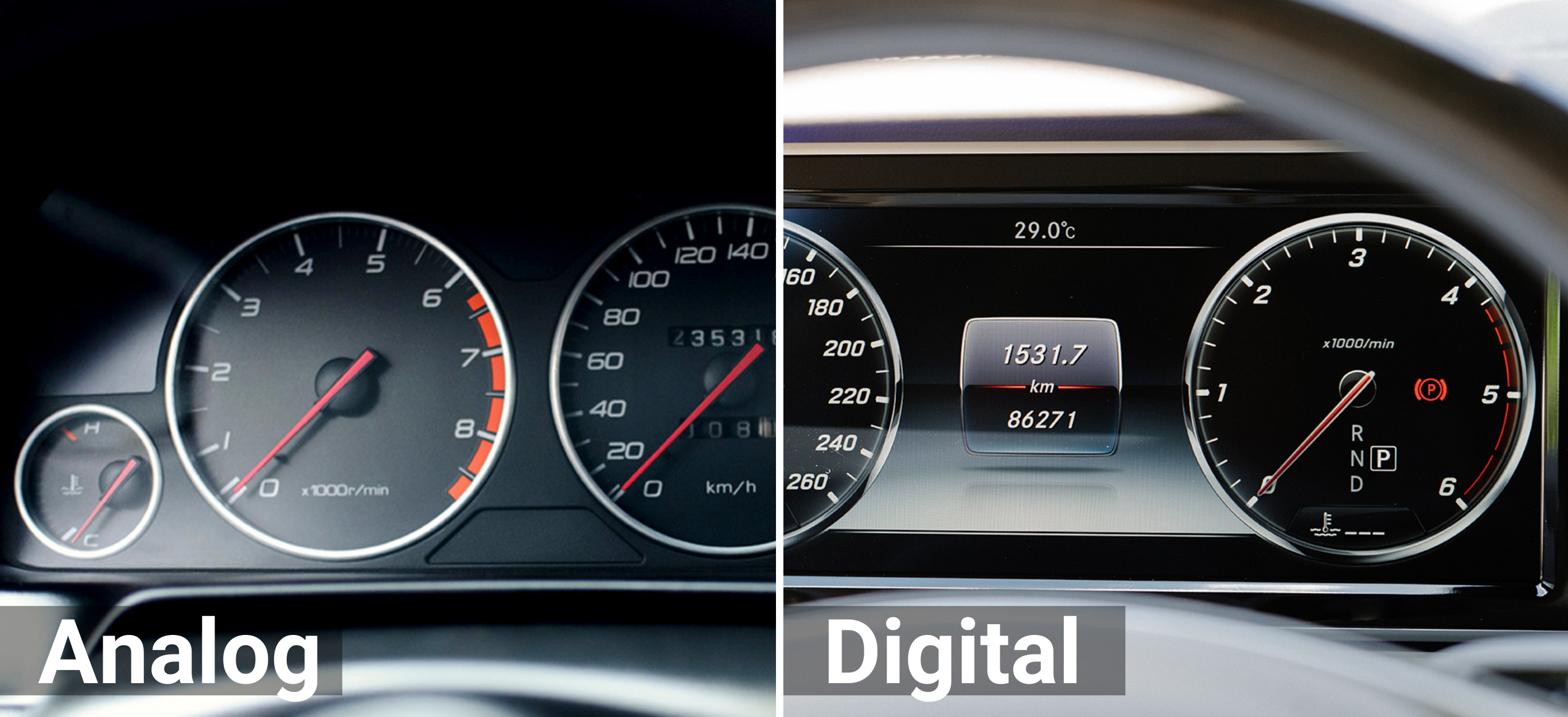 Analog vs. Digital Automotive Instrument Cluster